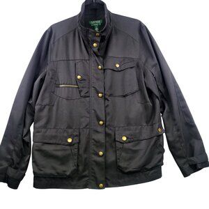 Lauren Ralph Lauren Womans Black Field Utility Jacket XL *callout - No Belt*